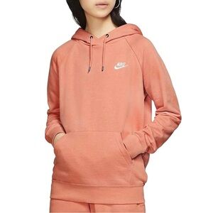 Nike Sportswear Essential Fleece Hoodie Peach Pink Pullover Sweatshirt Women's